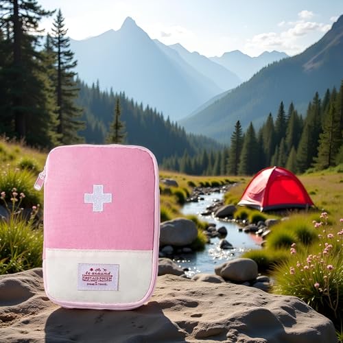 Image of 1 Pack First Aid Bag Empty, Empty First Aid Pouch, Mini Portable Medical Bag for Outdoor Camping Hiking Traveling Emergency Bag (Pink - Small) Sports and Outdoors