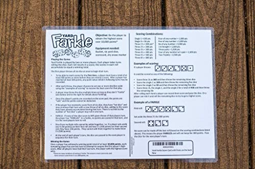 Yard Farkle Score Cards With Rules On The Back- Laminated Farkle Score Card, Reusable Score Card, Size- 8.5" X 11" (One Farkle Score Card) #TOP4