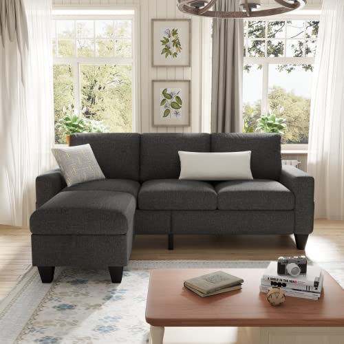 Youmumeub Convertible Sectional Sofa, Linen Fabric L Shaped Couch With Reversible Chaise, Small Sectional Sofa Couch For Living Room, Apartment And Small Space (Dark Gray) #TOP2