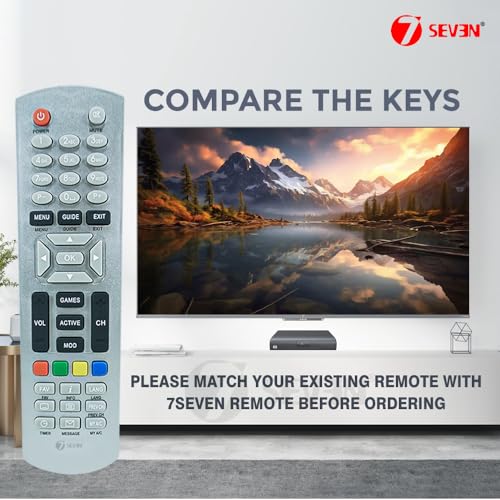 Image of 7SEVEN Silver Dish TV Remote Control Compatible with All Dish TV SD /HD DTH with Recording Set Top Box