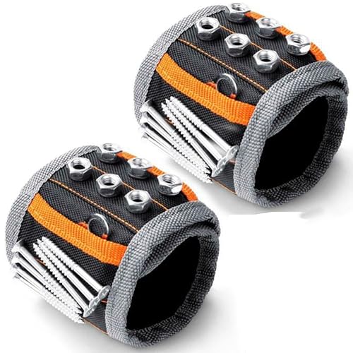 Expression Tees Magnetic Tool Wristband Perfect Fathers Day & Birthday Gift for Dad, 15 Strong Magnets, Handy Gadget, Tool Belt Accessory, Construction & Carpenter Tool Holder Nail Magnet (2)