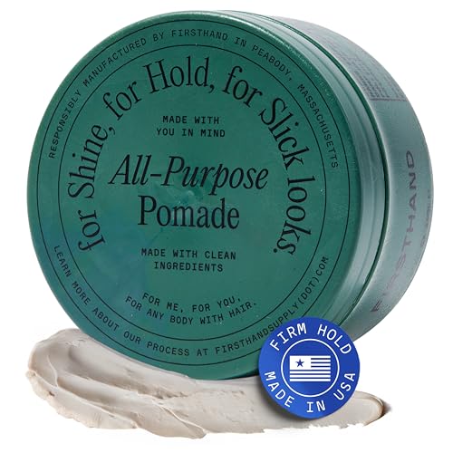 Image of Firsthand Supply All-Purpose Hair Pomade for Men & Women - Flexible Firm Hold with Natural, Low Shine - Organic, Water Based Pomade - Nourishing Aloe & Shea Butter - All Hair Types & Lengths - 3oz