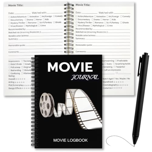 Engrowtic Movie Lovers Gift Journal Logbook with Ballpoint Pen,Reel Noir