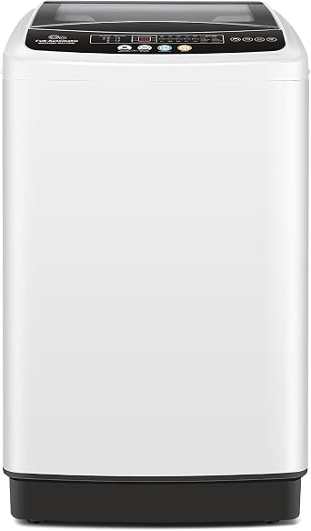 Nictemaw 20Lbs Washing Machine for Apartment, Slow-Close Glass Lid, 480W | 2.8Cu.ft Portable Washer Dryer Combo, Drain Pump, 10 Programs 8 Levels, Built-In Filter-Detergent Box, Energy Saving for Home