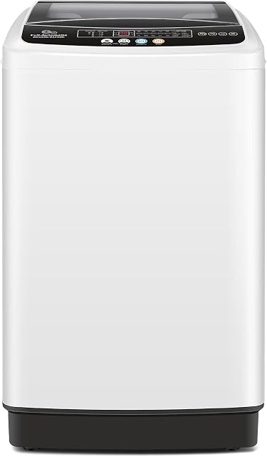 Nictemaw 20Lbs Washing Machine for Apartment, Slow-Close Glass Lid, 480W | 2.8Cu.ft Portable Washer Dryer Combo, Drain Pump, 10 Programs 8 Levels, Built-In Filter-Detergent Box, Energy Saving for Home