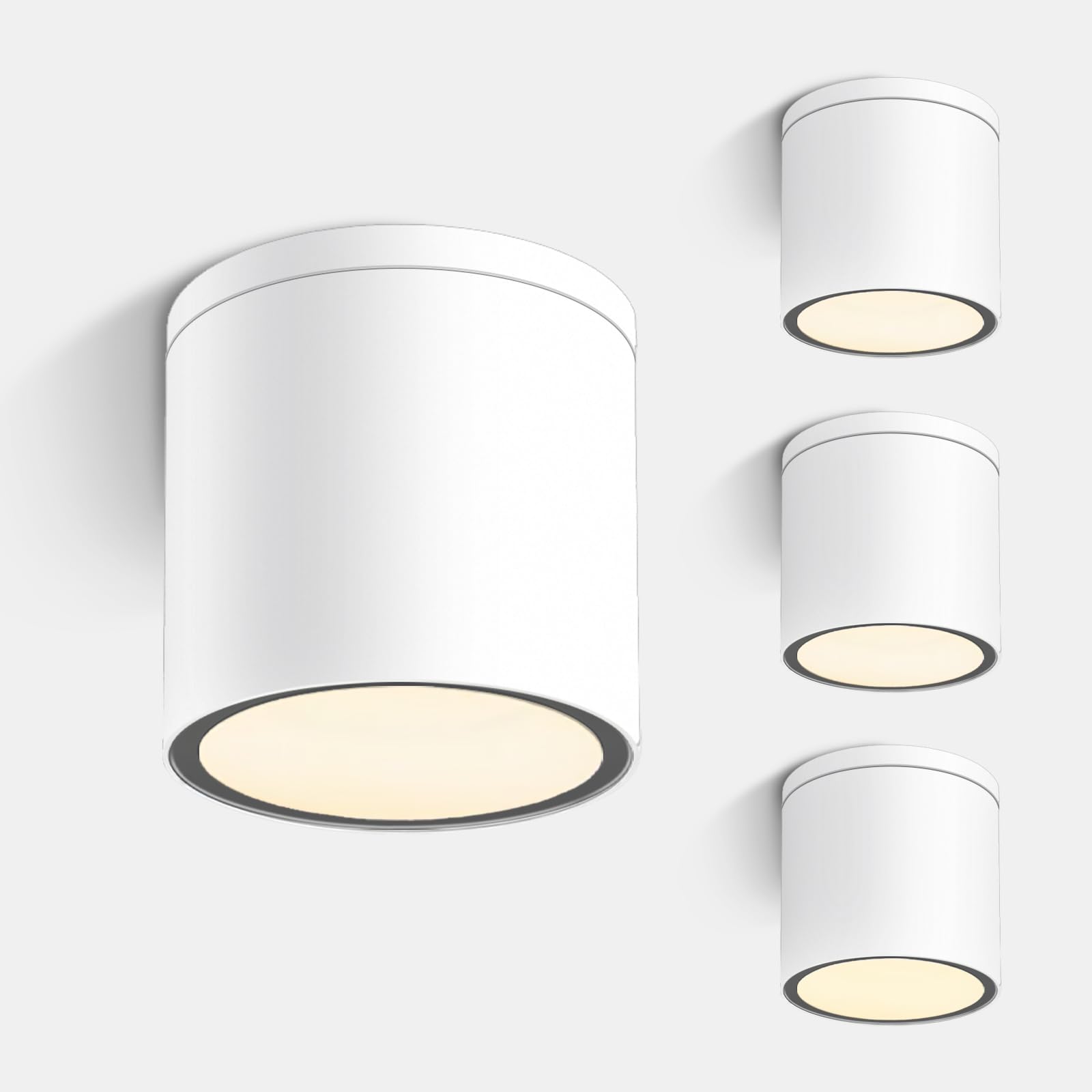 EBION Ceiling Lights 4 Pack,IP65 Waterproof Surface Mounted Downlight,GU10 Ceiling Spot Lights, Aluminum Flush Ceiling Lighting Fixture for Bedroom,Living Room,Bathroom,Hallway,Office,White