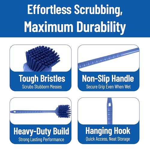 Image of SPARTA 40501EC14 Plastic Large Scrub Brush, Kitchen Brush, Utility Brush With Long Handle For Cleaning, 20 Inches, Blue