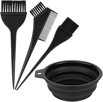 GAOHUI 4 Pcs Hair Coloring Brushes, Hair Dye Kit, Double Sided Hair Dying Brushes Tint Comb Set, DIY Salon Hair Dye Brush and Bowl Set with Hair Dying Mixing Bowl