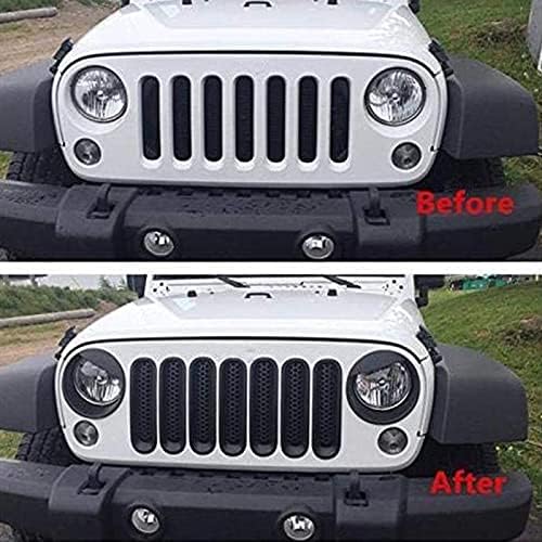WTKSOY Front Grill Mesh Grille Insert,Clip-in Guard Cover Honeycomb Kit for 2007-2016 Jeep Wrangler TJ & Unlimited - 7pcs Black