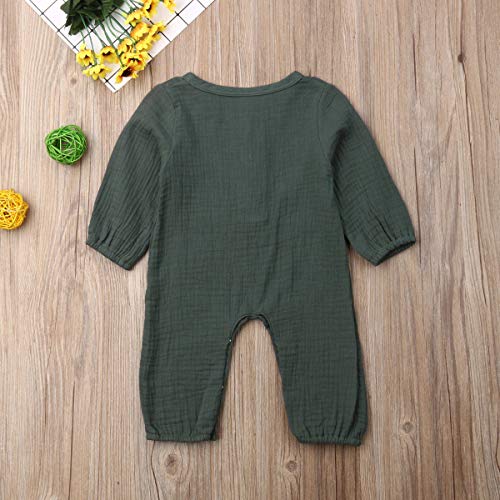 image for Biayxms Newborn Baby Girl Boy Romper Onesie Organic Cotton Long Sleeve