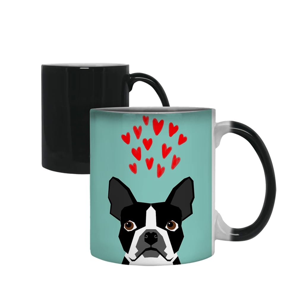 Giftme Boston Terrier Hearts, Mug for Boston Terrier Lover, Magic Mug Ceramic Mug.