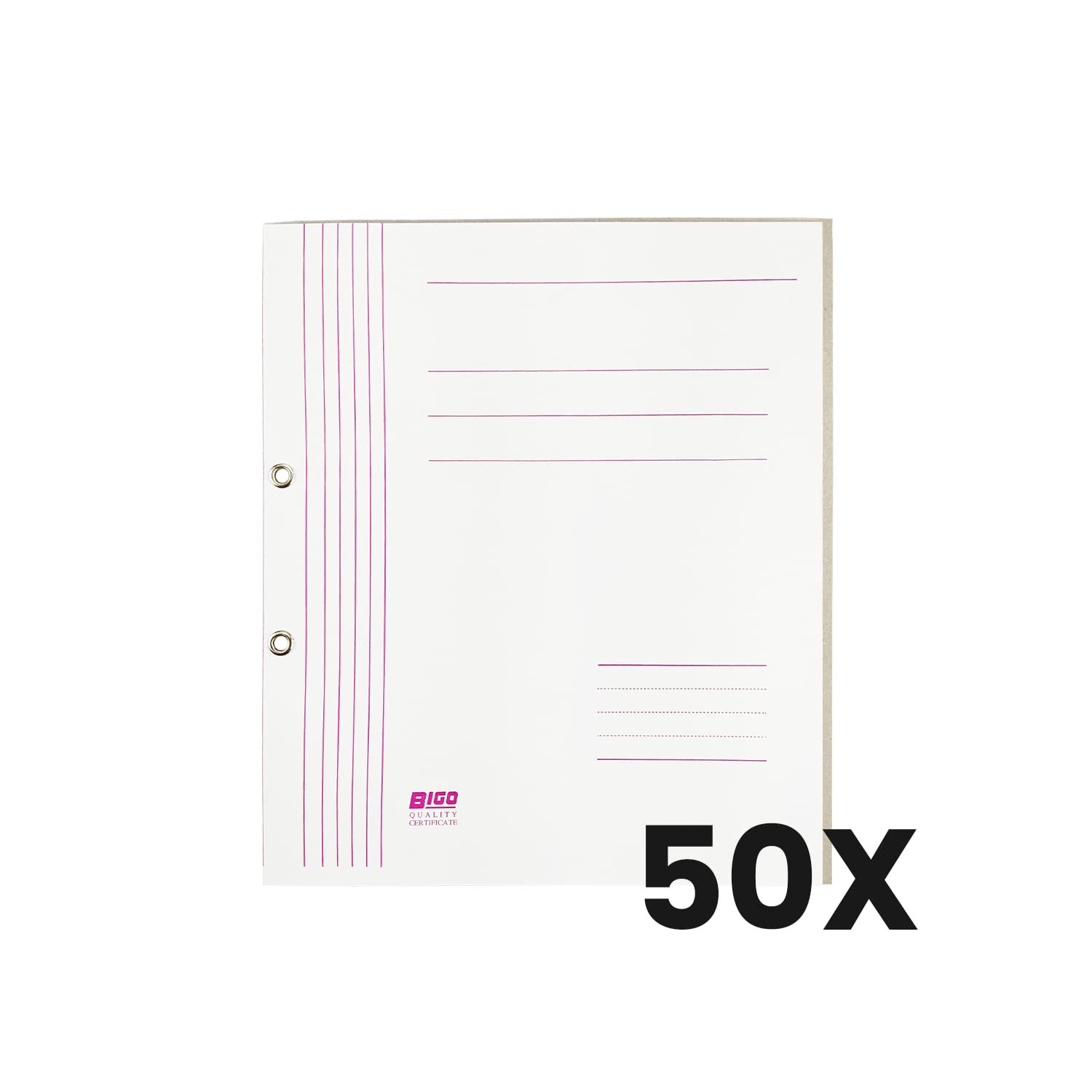 Netuno 50 x skoroszyt z oczkami, z kartonu, DIN A4, biały, 300 g, skoroszyt z kartonu, skoroszyt szkolny, format A4, tektura, teczka, tektura