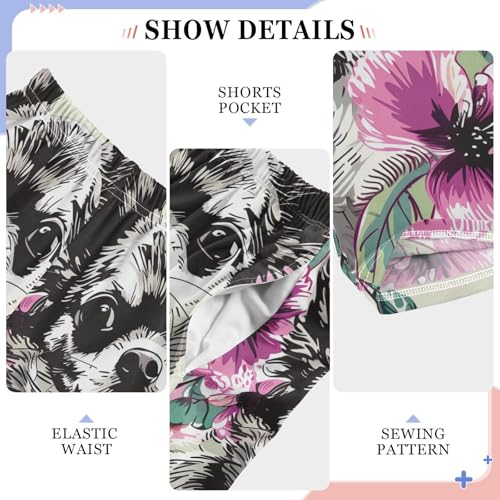 Chihuahua Floral Boys Long Pants Soft Trousers Elastic Waist Kids Lounge Bottoms with Pockets S-XL4