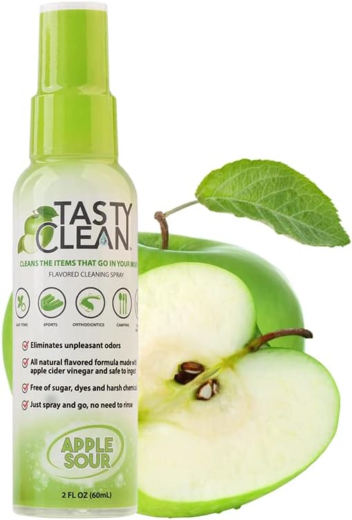 2oz Apple Flavored MULTI-USE Cleaner For Dentures, Retainers, Mouth Guards, Teeth Straighteners, Teething Toys, Night Guards, Dental Appliances