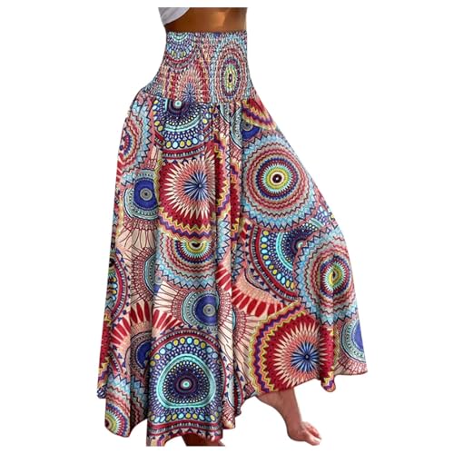 lozssnigzi Jupe Culotte Femme Décontractée Longue Léger Large Pantalons Boheme Ample Taille Elastique Jupe Culotte avec Poches Été Fluide Chic Pantalon