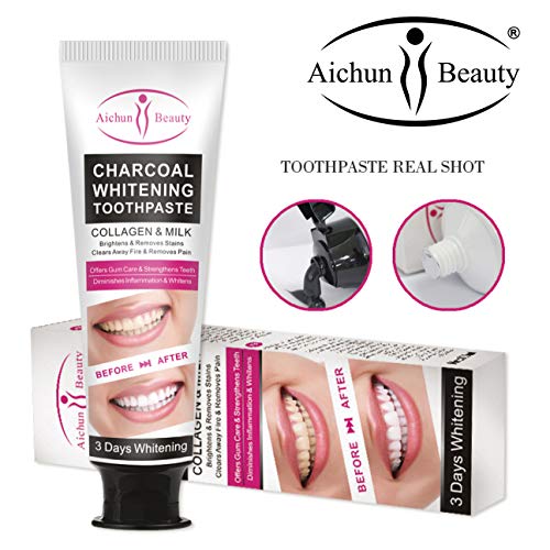 Aichun Beauty Charcoal 3 Day Toothpaste Collagen Removes Stains Removes Yellow Teeth 100Ml #TOP4