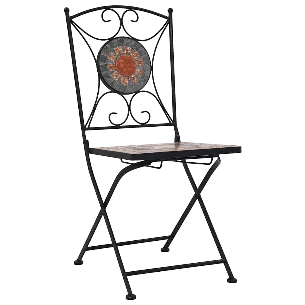 Chaises de bistrot en mosaïque de jardin lot de 2 chaises bistrot terrasse balcon orange gris
