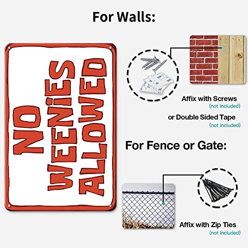 Cool Room Decor Funny Posters No Weenies Allowed Metal Tin Sign, 8X12 Inches Retro Decor Funny Door Signs For Bedroom, Porch, Backyard, Office, Livingroom, Cute Spongebob Poster, Street Signs For Bedroom Wall Decor, Gift For Women Spongebob Lovers #TOP6