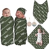 Personalized Baby Swaddle with Name, Baby Name Blanket, Personalized Baby Blanket, Custom Baby Blanket, Custom Newborn Baby Gift (Evergreen)