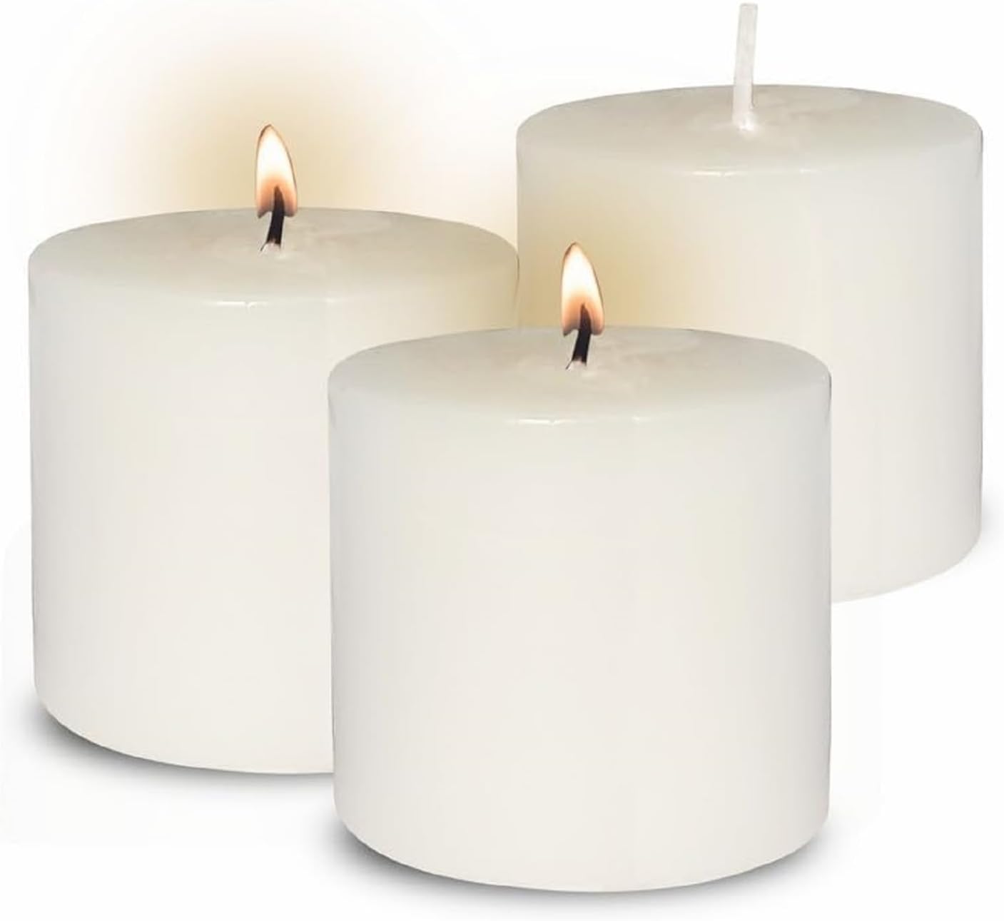 Pure Source India Wax Scented Pillar Candles Smokeless & Dripless (Jasmine - White) Set of 3