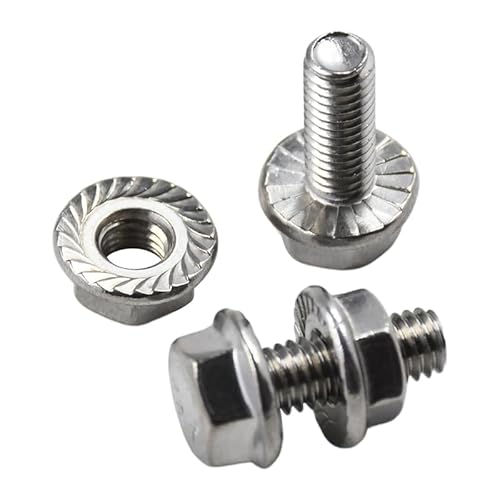 2X Hex Flanged Bolt & Nut Set 19M7775 & 14M7303 Compatible with John Deere Mower Tractor Batteries TY23017 TY25220 TY25221 TY25221A TY28578 Stainless Steel Battery Terminal Bolt Screw & Nut