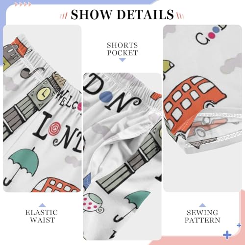 ZZXXB Welcome to London Boys Long Pants Soft Trousers Elastic Waist Kids Lounge Bottoms with Pockets S-XL4