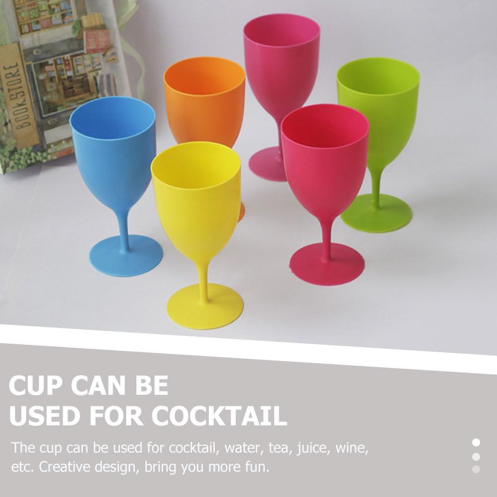 Cabilock Easter Colored Plastic Wine Glasses Set of 6-6.3 Inch Party Goblets for Home Dining and Cocktail Drinkware for Holiday Gatherings