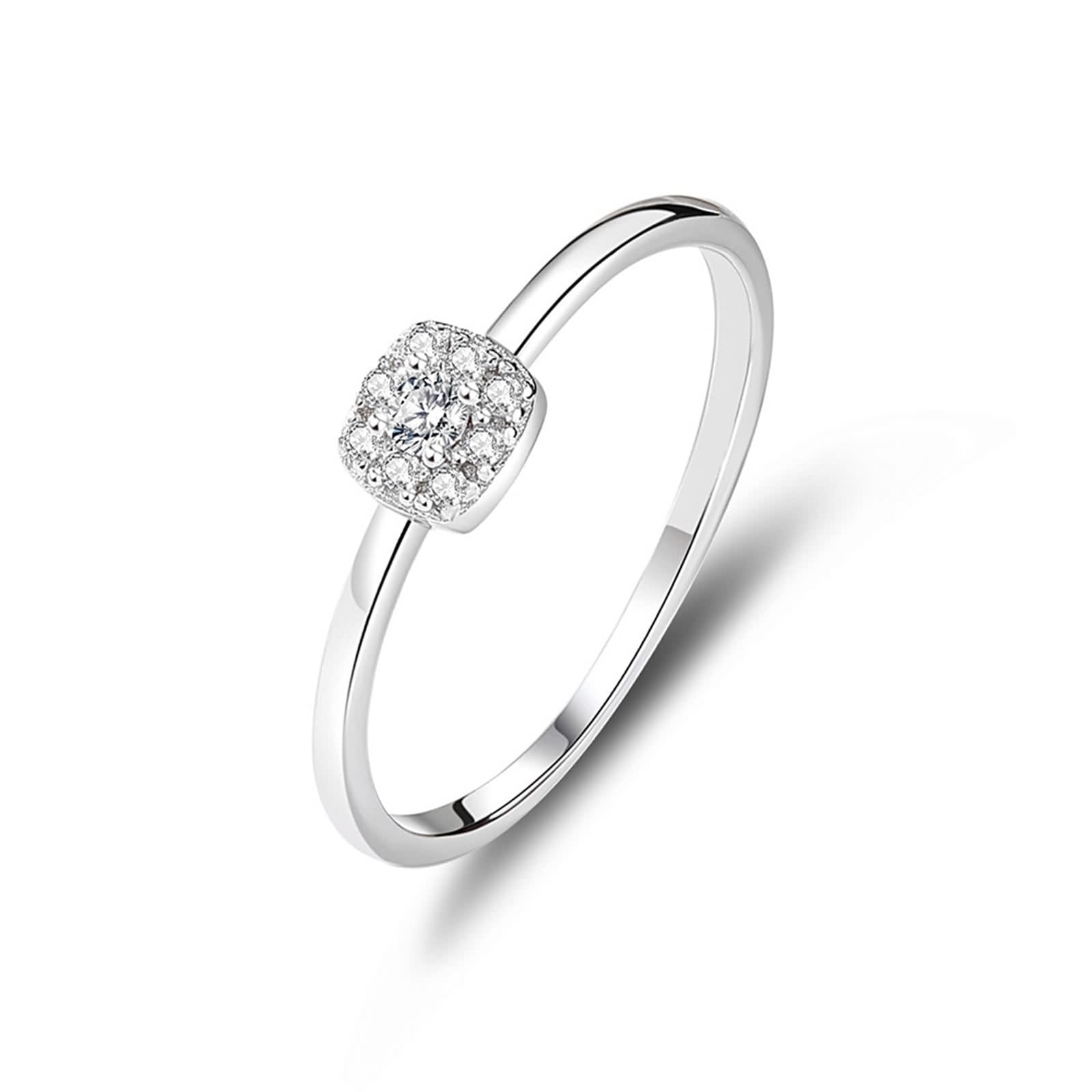 Diamentowy pierścionek białe złoto, pierścionki zaręczynowe prosty okrągły diament 9K/14K/18K białe złoto/platyna 950