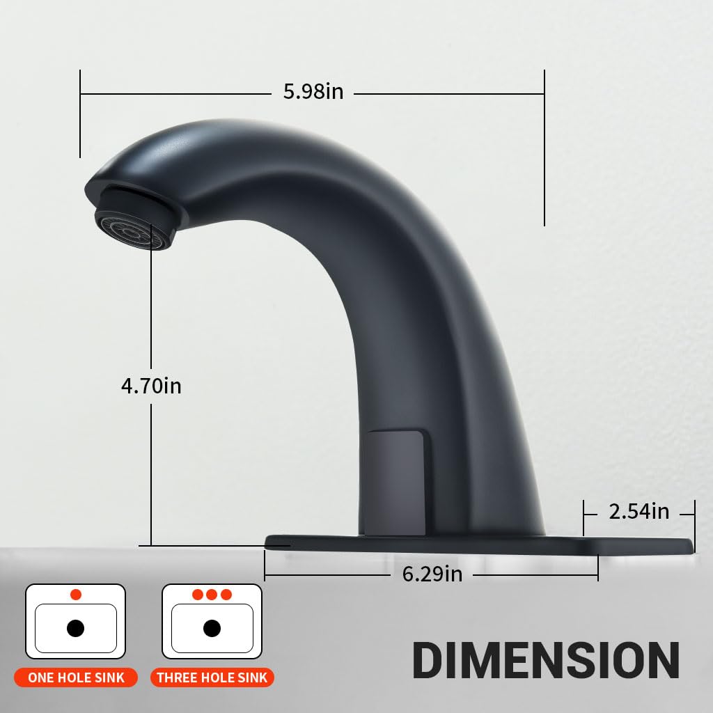 Robinet de salle de bain sans contact avec détecteur de mouvement automatique avec plaque de recouvrement et mélangeur de température, robinet mains libres activé par le mouvement, robinet