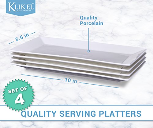 image for Klikel 4 Serving Platters - Classic White Plate - Serving Trays For Pa