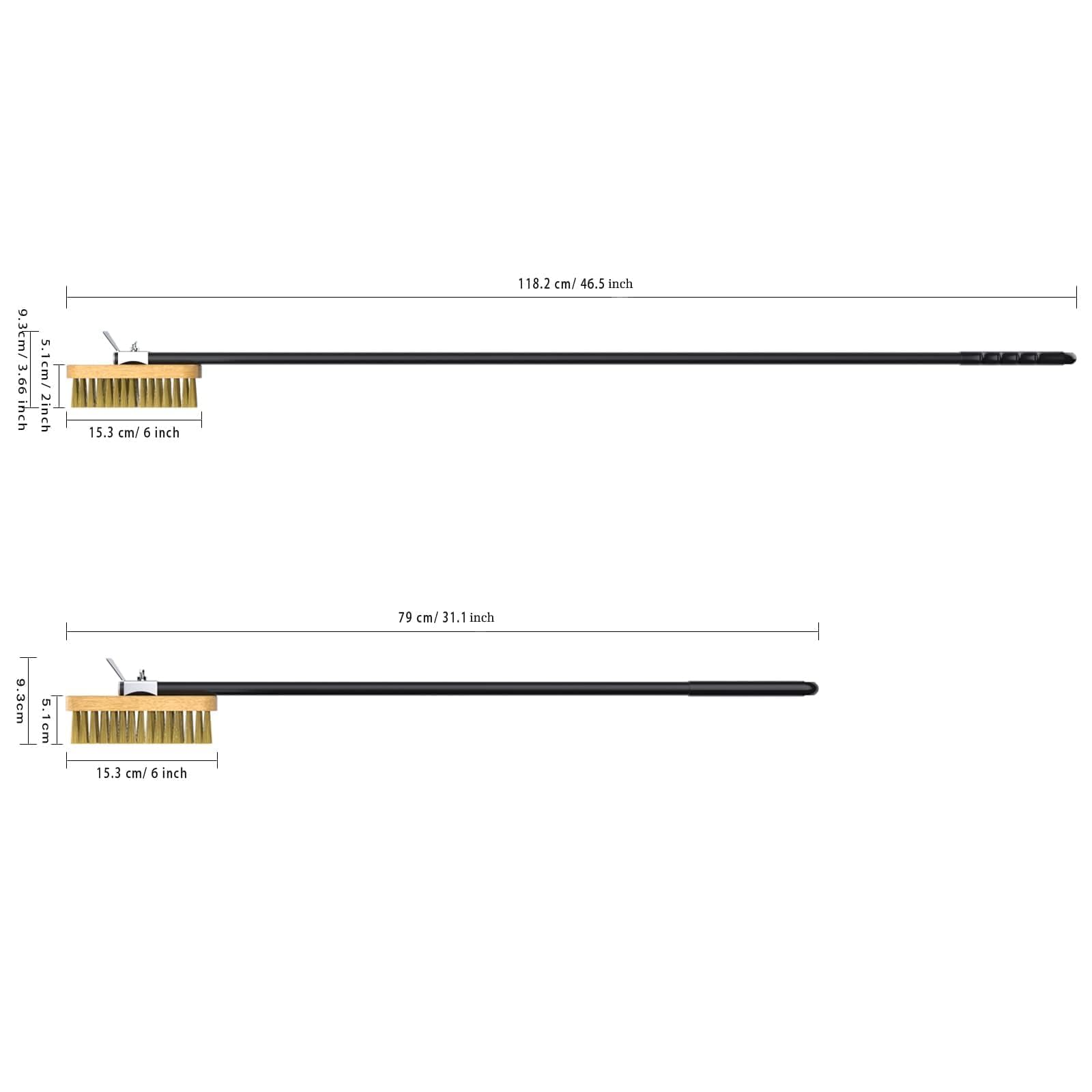 G.a HOMEFAVOR Brosse De Nettoyage pour Four À Pizza avec Grattoir Brosse en Cuivre, Brosse À Pizza en Poils De Laiton Brosse De Nettoyage pour Gril Domestique Poignée Amovible, Longueur 79/118,2cm