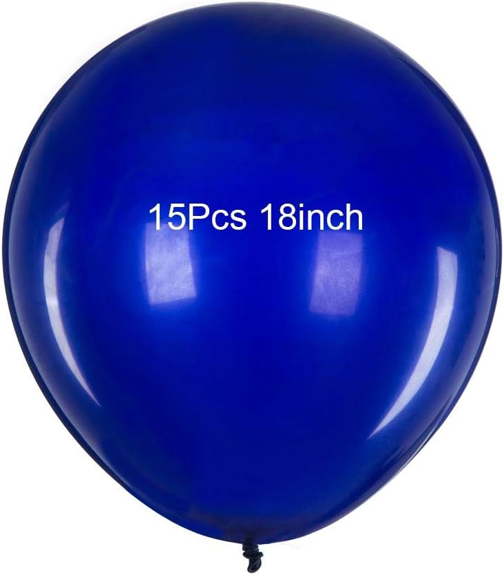 18 Inch Navy Blue Big Balloons Round Giant Navy Blue Latex Balloon Jumbo Thick Balloons for Party Decorations Pack of 15