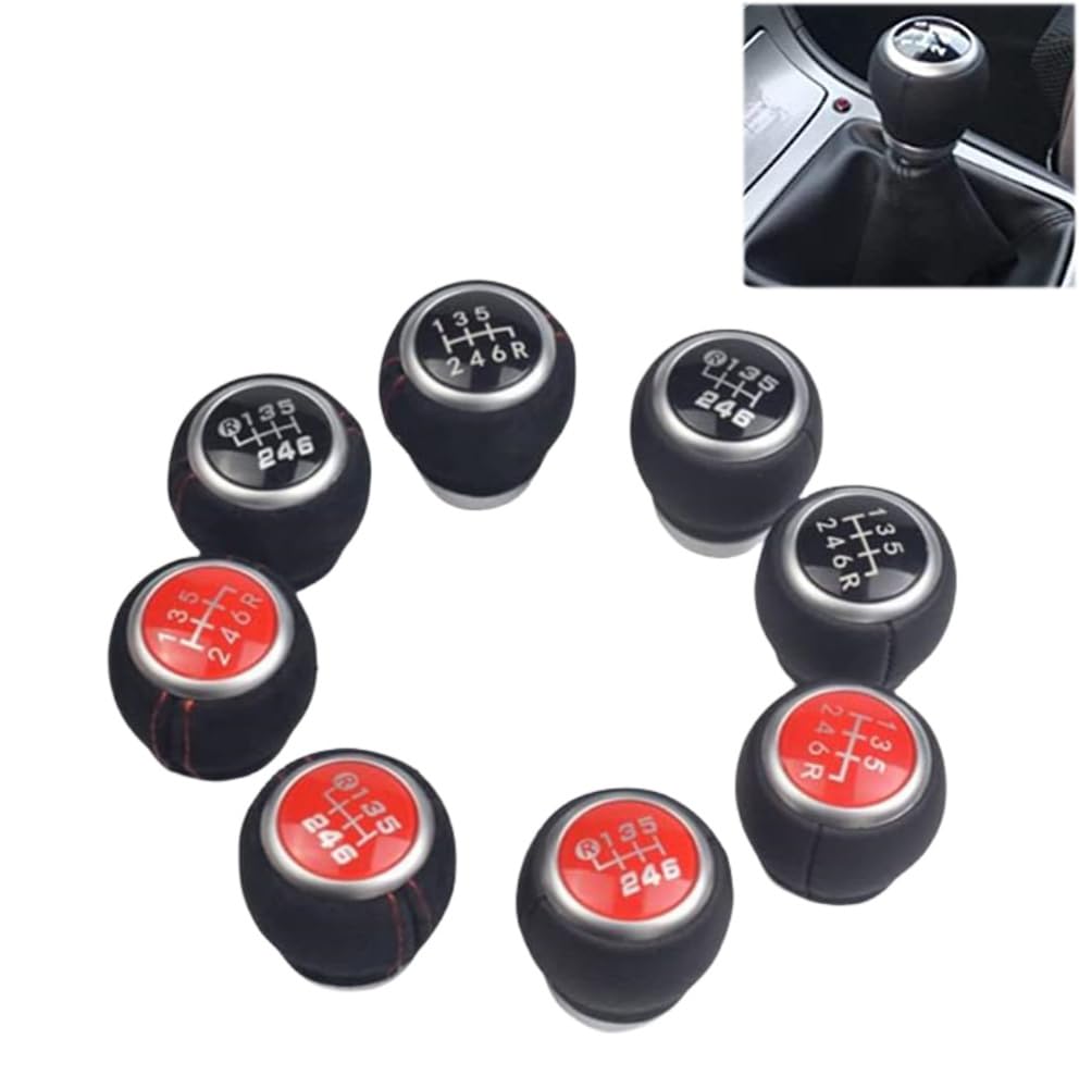 Yoegerery 6 Speed Manual Leather Gear Stick Shift knob for Su=bar=u Impreza WRX STI 2009 2010 2011 2012 2013 2014 2015 2016 2017 2018 (Red-Down-R6)
