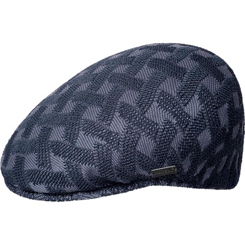 Kangol Cross Weave 504 Flatcap Schirmmütze Schiebermütze Damen/Herren - mit Schirm Herbst-Winter Winter - XL (60-61 cm) dunkelblau
