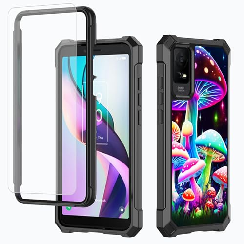 BFDHGQZC Case for TCL ION X T430W /TCL 40Z/TCL ION V T430M/ T430V/T607 6.6" with Screen Protector,Heavy Duty Dual Layer Hard PC & Soft TPU Bumper Shockproof Protective Cover,Gorgeous Mushrooms