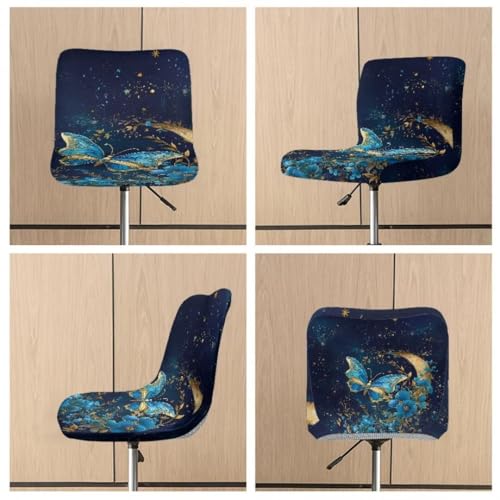 Image of Bar Stool Seat Covers,Butterfly 2 Pieces Washable Bar Stool Covers, Soft Durable Chair Seat Slipcover for Dining Room