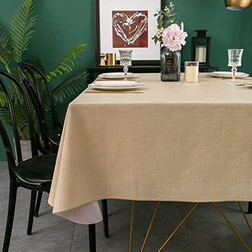 Liberecoo Vinyl Tablecloth With Flannel Backing Waterproof Oil-Proof Plastic Table Cloth Wipeable Pvc Table Cover For Indoor And Outdoor (Champagne Color, 60 X 84 Inch (6-8 Seats)) #TOP3