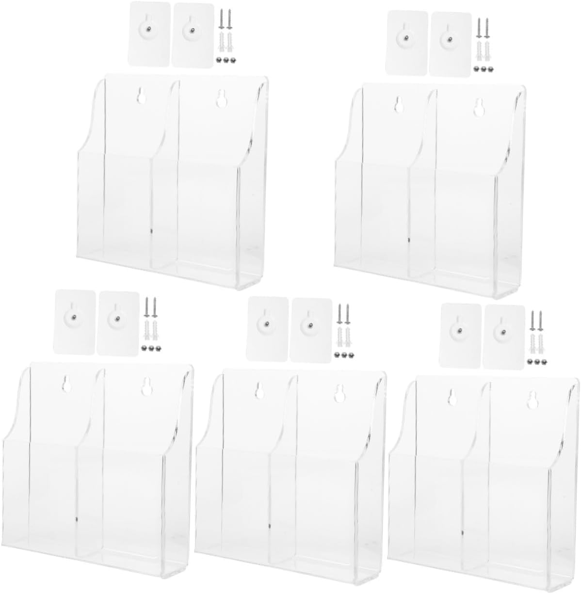 5pcs Wall Mount Remote Control Storage Box Transparent Phone Holder for Bedroom Living Room and Office Punch Design for Easy Installation and Space Saving