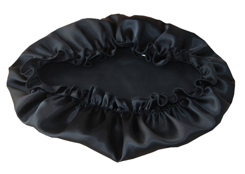 Lsharon Black 100% Mulberry Silk Nightcap Sleepcap Lace Sleeping Hat (Black)