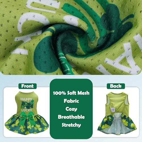 Image of CuteBone Dog Mesh Dress St.Patrick's Day Puppy Sundress Pet Outfit Summer Fashion for Small Dogs Girl Cat Clothes