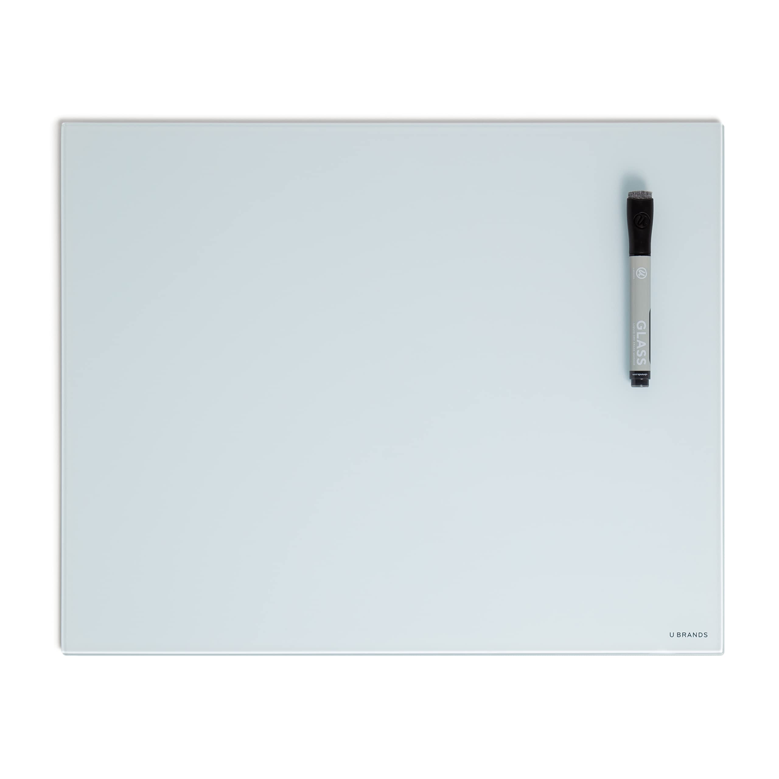 U Brands Floating Glass Dry Erase Board, Office Supplies, Magnetic, Includes Marker, 16” x 20”
