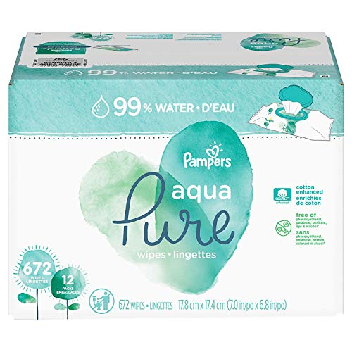 Image of Pampers Aqua Pure 6X Pop-Top Sensitive Water Baby Wipes, 672 Count