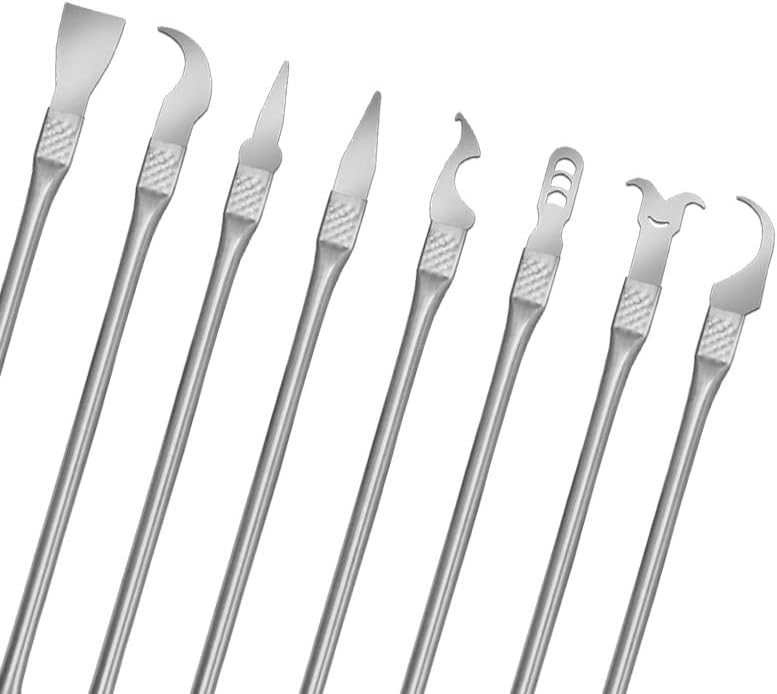 Miniatura 3 de Juego de spudger de metal, herramienta de reparación de palanca de apertura de teléfono, 8 piezas, acero inoxidable delgado para dispositivos