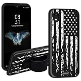 EDGFRTOIO Case for MOXEE M2160 Case MH-T6000 with Phone Loop Finger Holder, Elastic Hand Strap Grip Holder Case Shockproof TPU Cover for MOXEE M2160 6.0 Inch, Black and White USA Flag