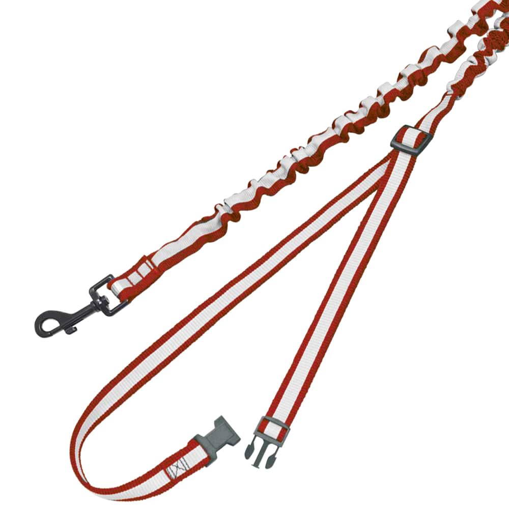 Nobby Jogging Lead Elastic Red L: 80/120 cm, W: 25 mm, Waist Belt Max. 105 cm