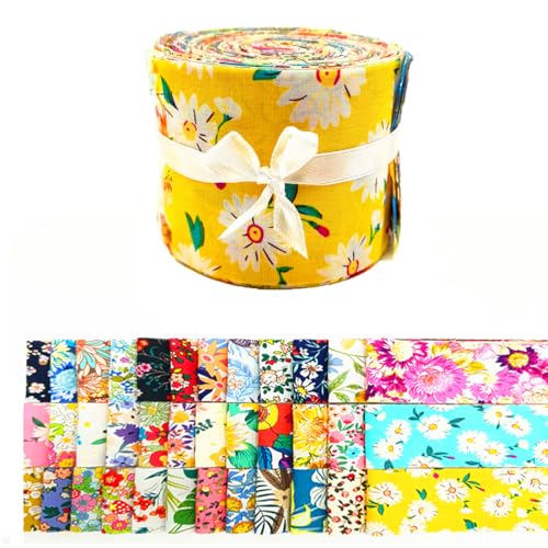Image of 42pcs 2.4 * 19 inch Fat Quarter BundlesCotton Jelly Roll Easter Fabric Strips for Quilting Crafting Precut Patchwork for Sewing DIY Crafts (Mix)