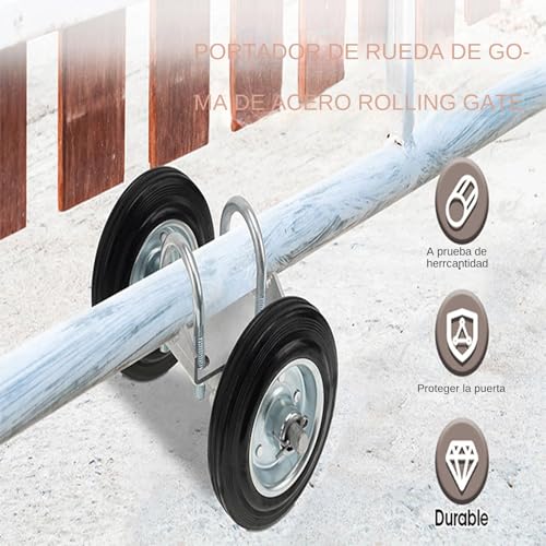 Roues pour portails roulants en acier robuste avec plaque de charge - 3