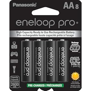 Eneloop Panasonic BK-3HCCA8BA pro AA High Capacity Ni-MH Pre-Charged Rechargeable Batteries, 8-Battery Pack