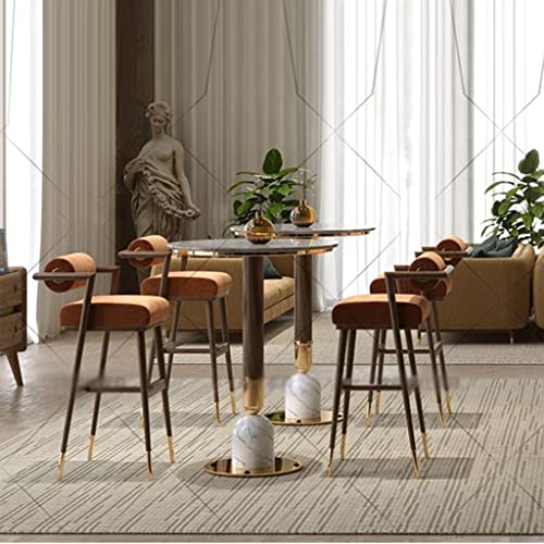 Stainless Steel Pu Bar Chair Set Of 2, Cafe Counter Stools, Kitchen Counter Tall Chair, For Drinking/Relaxing, Recommended To Match A 105-110Cm Bar #TOP1