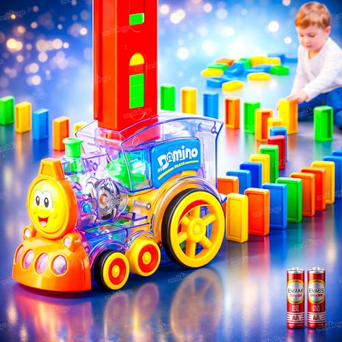 Image of Zest 4 Toyz Domino Train Toy, 40 Pieces Domino Blocks Set for Kids | Stacking Toy Block Set for 3-7 Year Old | Educational Game Play Set with Light & Sound | Toys for Boys Girls (Battery Included)